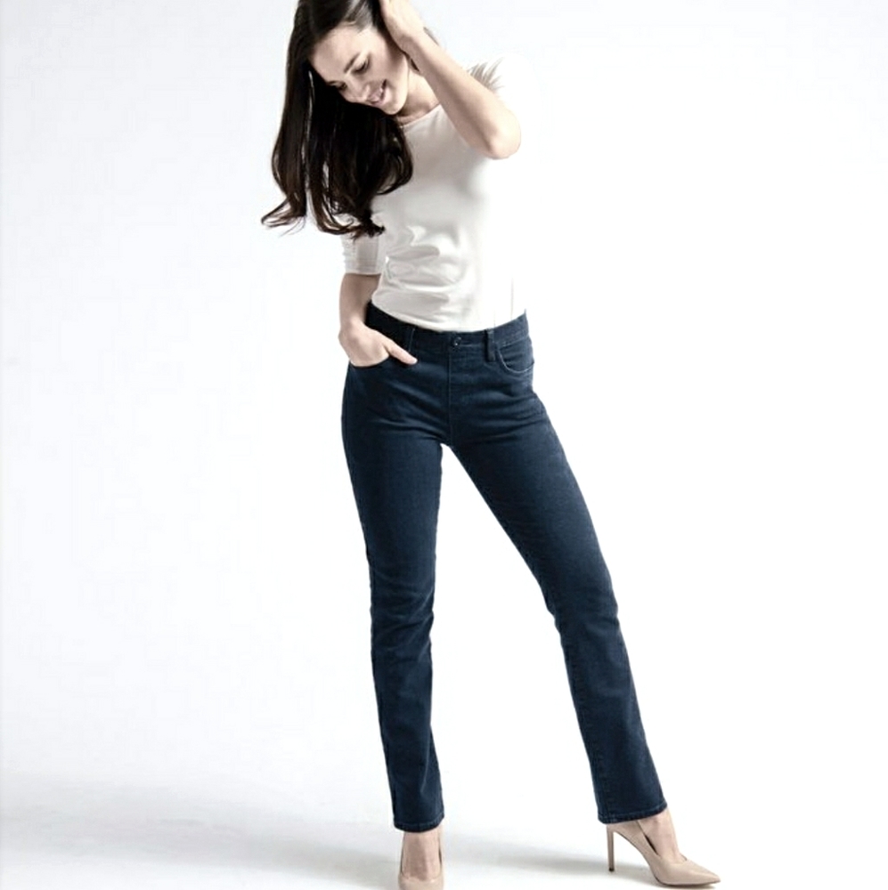 Betabrand L Straight-leg 4-Pocket Yoga Denim Jeans